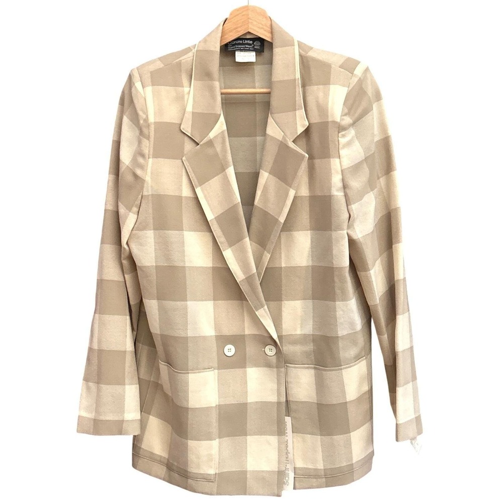 Vintage Carole Little Wool Buffalo Plaid Blazer Saint Tropez West Preppy 90s 12